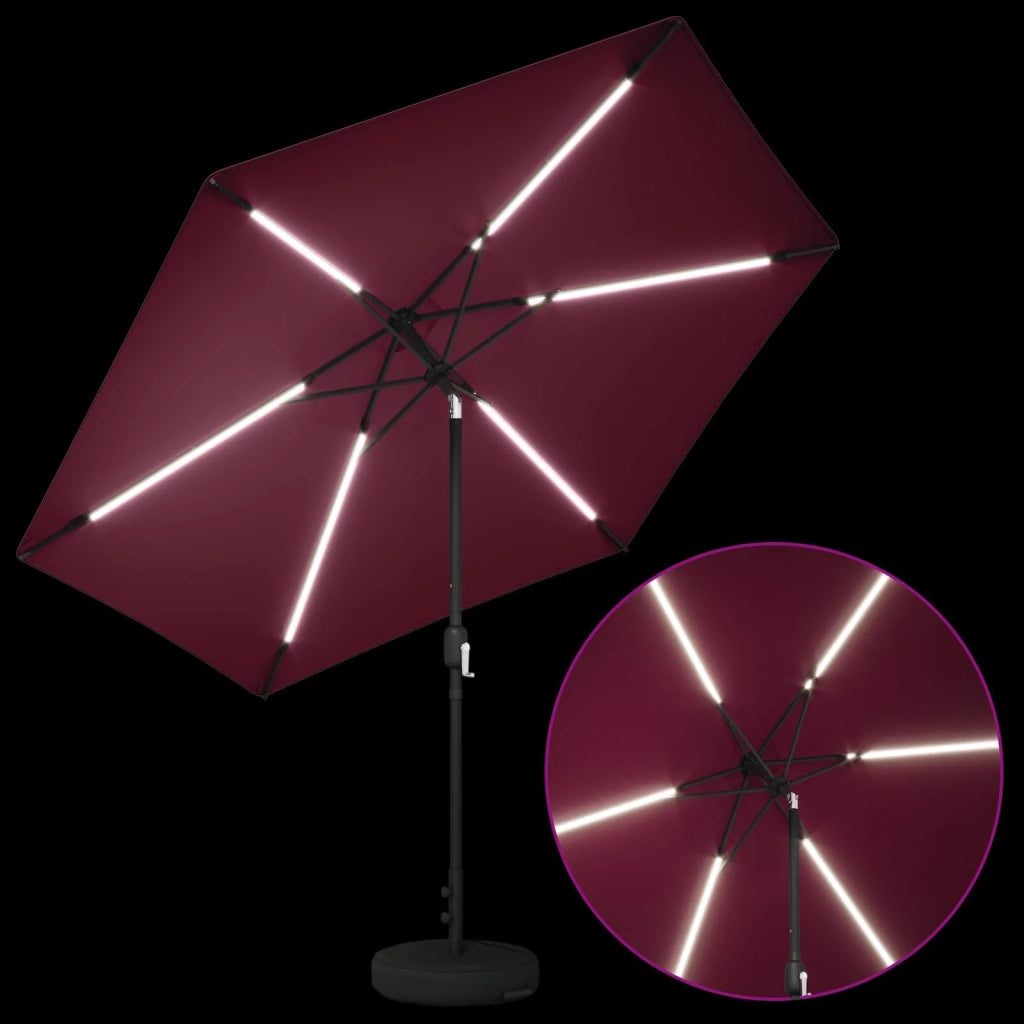 Ombrellone da giardino-Parasol da giardino con luci LED e base 300 x 300 cm Poliestere 688534