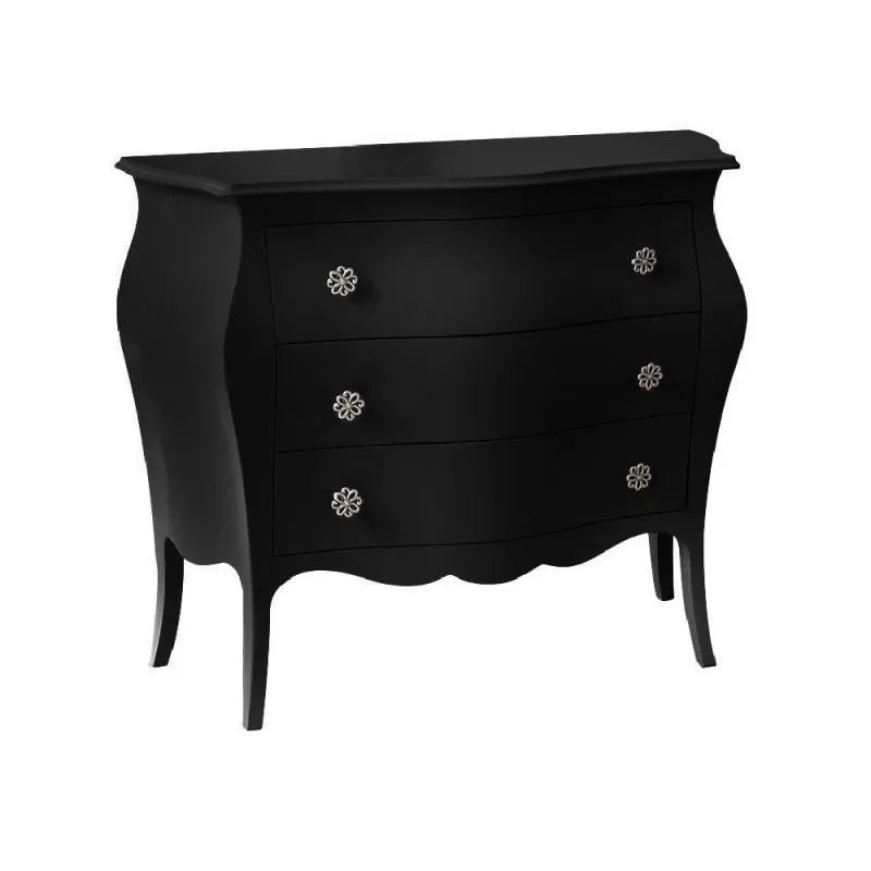 Cassettiera sagomata 3 cassetti legno laccato nero opaco 116x42x85 - Mobili 2G