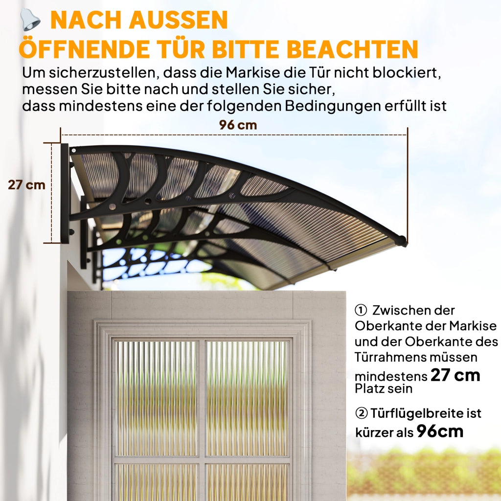 Vordach per Porta Finestra ¨C zephmum ¨C 303x96x27cm Nero Marrone