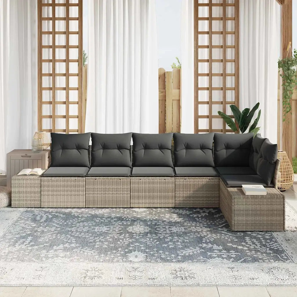Set Divano da Giardino 6 pcs Grigio chiaro polyrattan 3347082