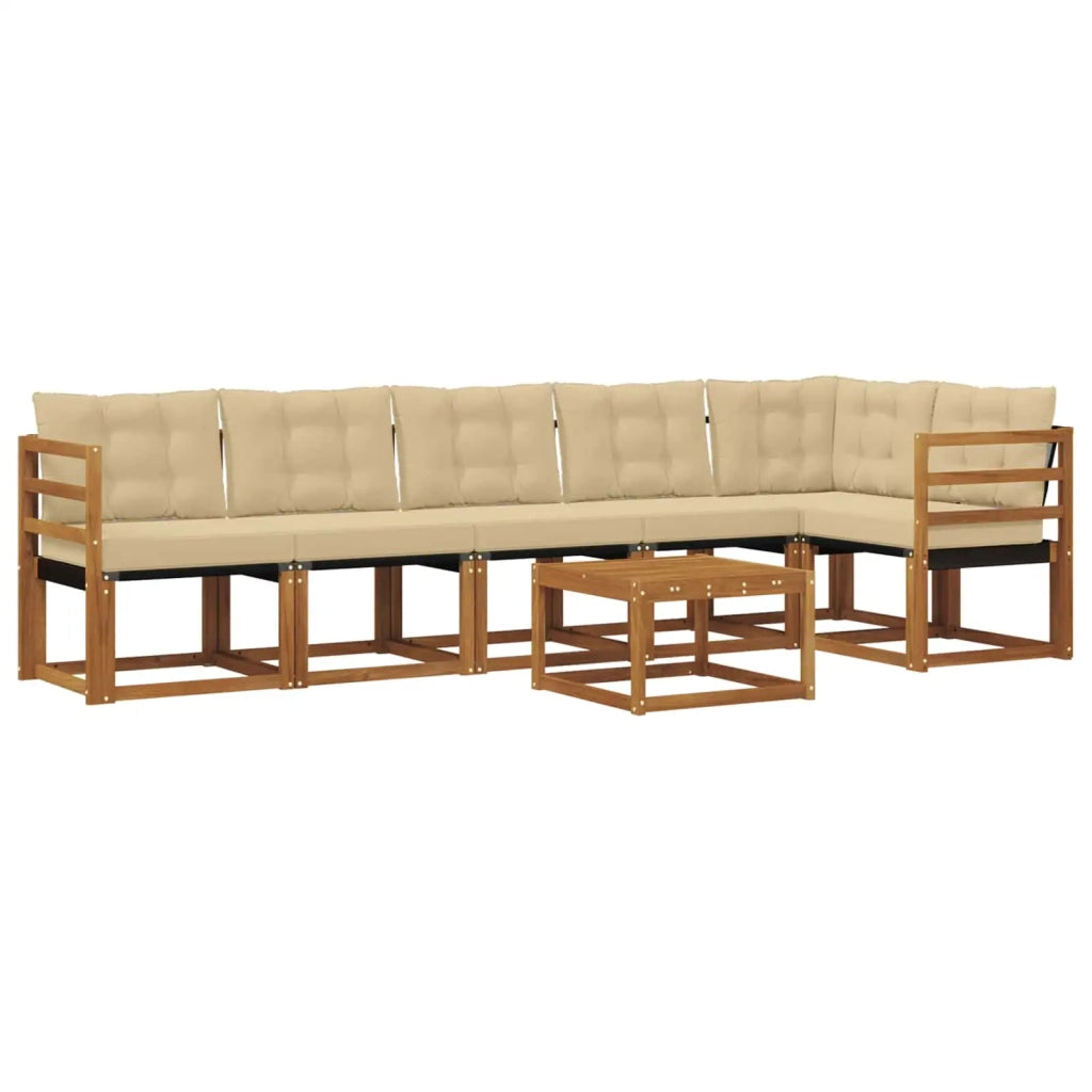 Set di divani da esterno con cuscino 7 pcs Naturale e Beige 3368728