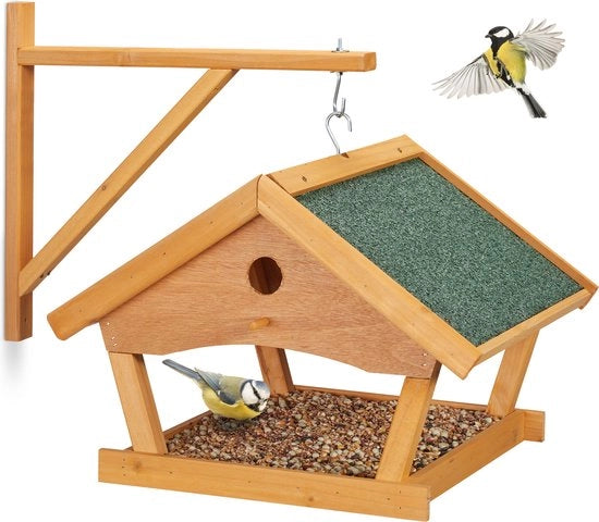 Tavolo per uccelli appeso - uccelli da giardino - piccoli uccelli - 35 x 42,5 x 40,5 cm - muro