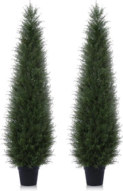Pianta di Cedro Artificiale 150cm, Albero di Cedro Artificiale, Albero Bicchiere Esterno Resistente ai Raggi UV per Casa, Camera da Letto, Ufficio Decorazione (2-pack)