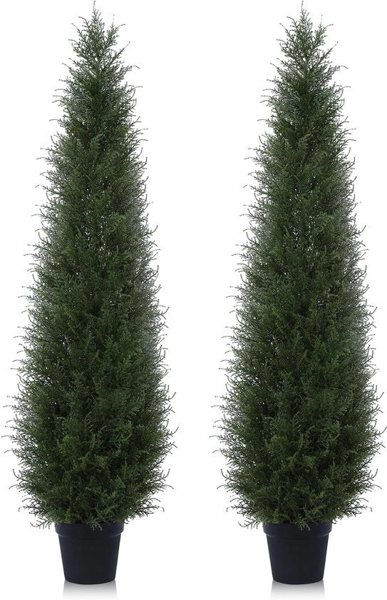 Pianta di Cedro Artificiale 150cm, Albero di Cedro Artificiale, Albero Bicchiere Esterno Resistente ai Raggi UV per Casa, Camera da Letto, Ufficio Decorazione (2-pack)