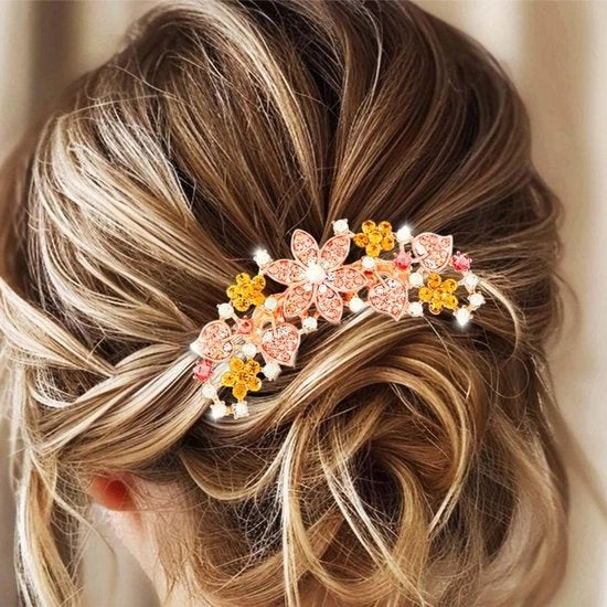 Accessori per Capelli per Matrimonio Champagne - Adorno per Capelli di Charme per Sposa con Diamanti e Cristallo