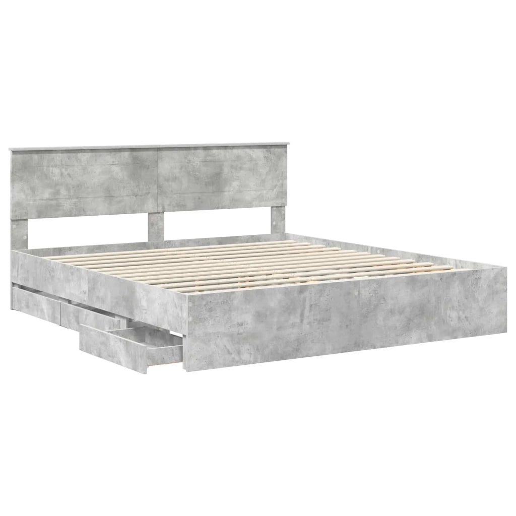 Struttura del letto con cassetto Grigio cemento 200 x 200 cm