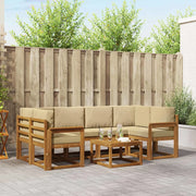 Set di divani da esterno con cuscino 7 pcs Naturale e Beige
