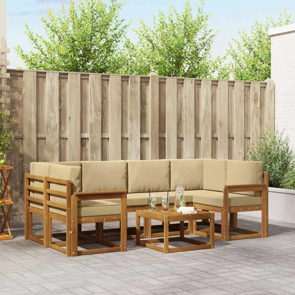 Set di divani da esterno con cuscino 7 pcs Naturale e Beige
