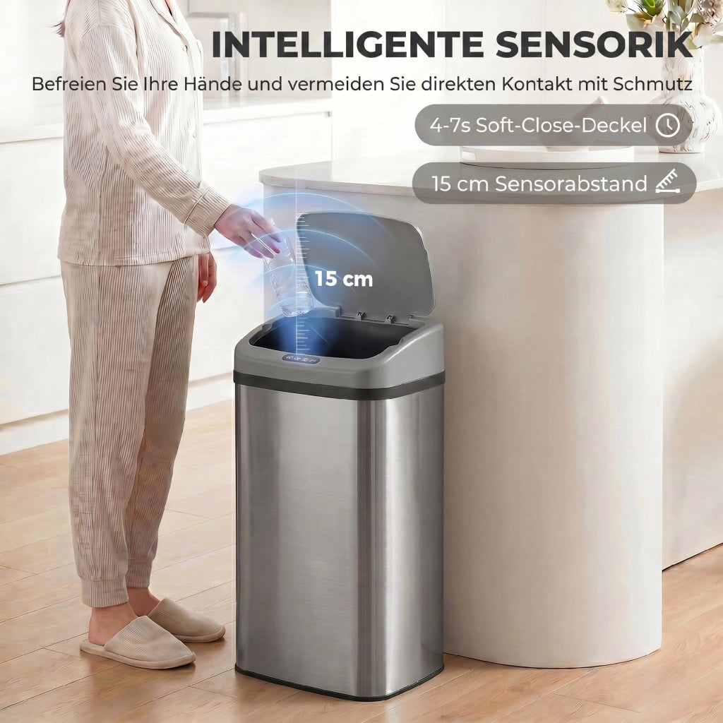Cestino Sensor 48 L ¨C Zephmum ¨C Acciaio Inossidabile Colore Argento