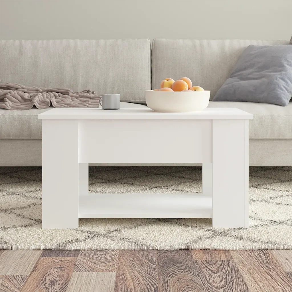 Tavolino da salotto | Tavolino da caff¨¨ | Tavolino da Soggiorno Bianco 79x49x41 cm in Legno Multistrato