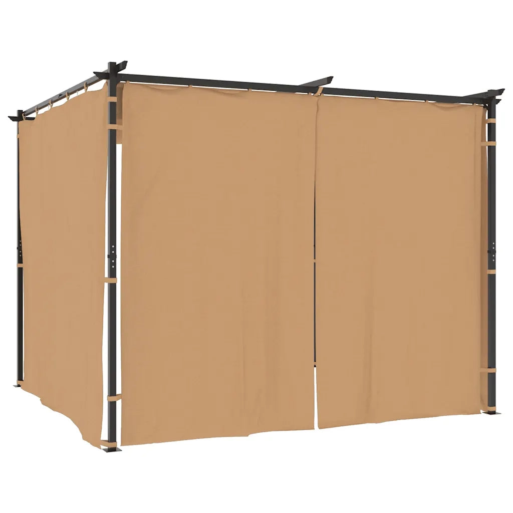 Gazebo con Tende 3x3 cm Grigio Talpa in Acciaio 313897