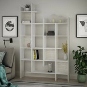 Libreria Achela, Scaffale da ufficio, Mobile portalibri, Biblioteca, 122x26h188 cm, Bianco