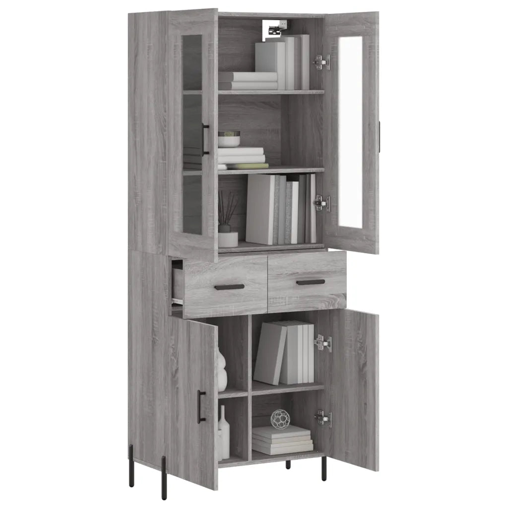 Credenza-Buffet-Armadio da cucina Grigio Sonoma 69,5x34x180 cm in Legno Multistrato 817756