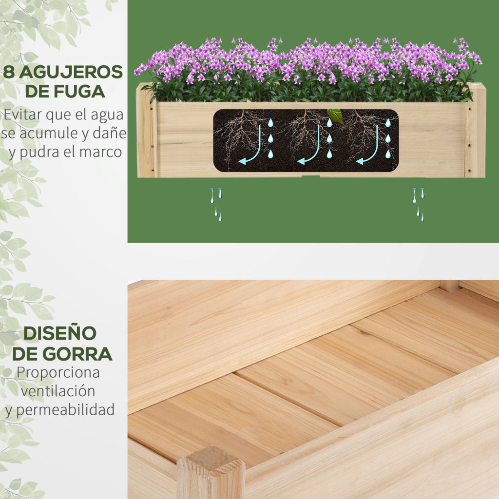 Tavolo da Coltivazione Rialzato 2 Livelli ¨C Xylo ¨C Legno Naturale 86x85x72 cm
