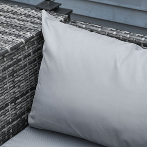 Set da Giardino 2 Divani 2 Posti Tavolino da Caffè e Tavolino Alto  in Acciaio e Rattan Grigio Sfumato