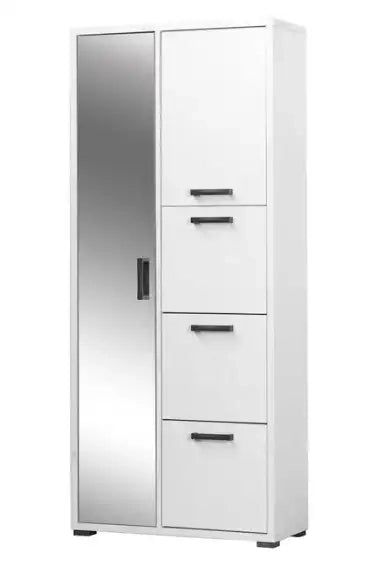 Armadio con specchio + 3 ribalte +anta bianco cemento già montato L75.3 H175 P33