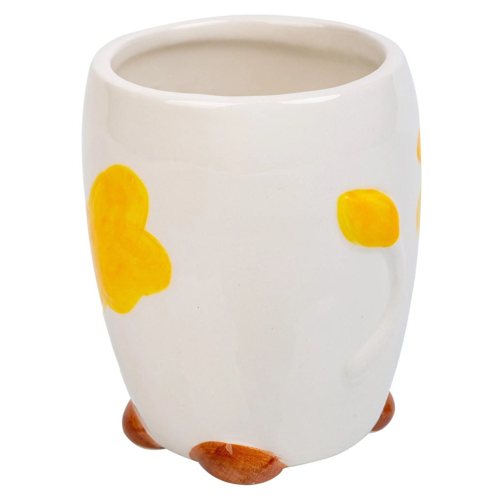 Portamatite mucca in ceramica arancione d7,5x10h