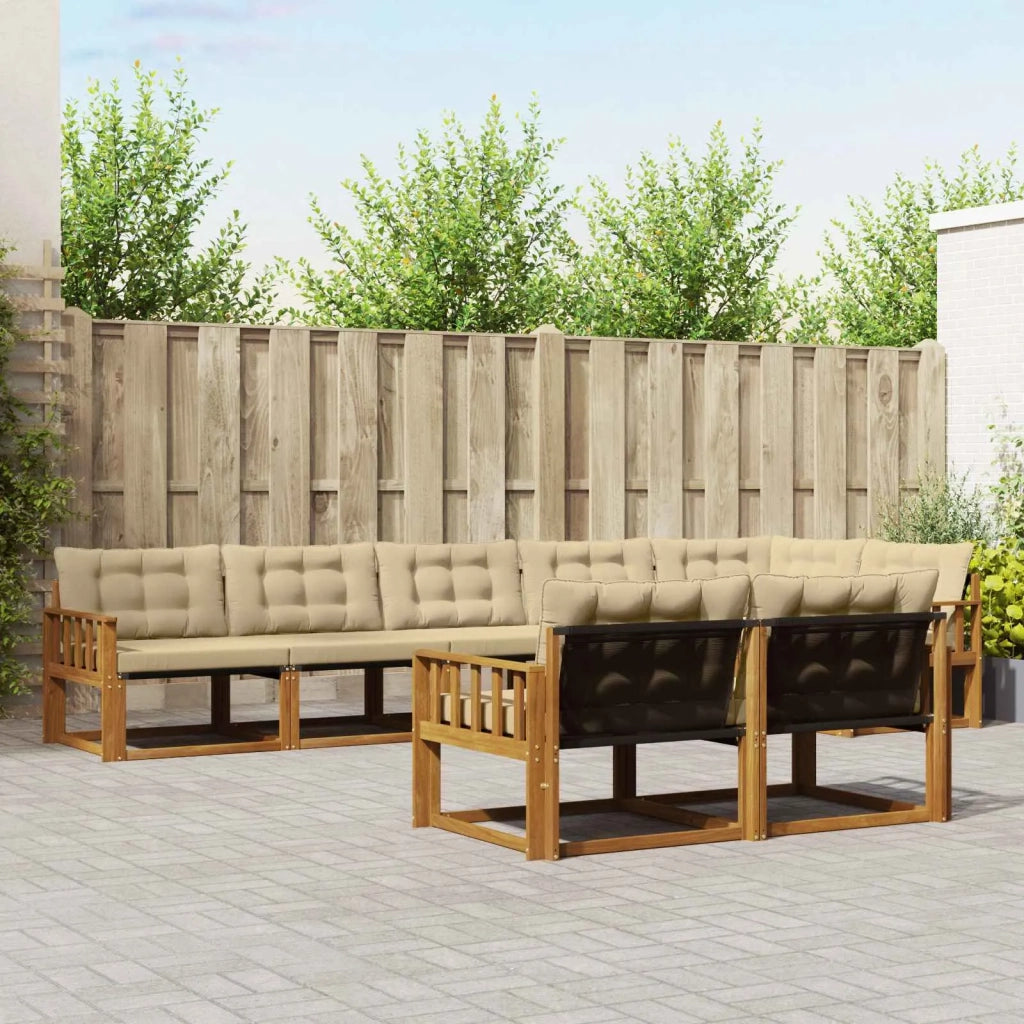 Set di divani da esterno con cuscino 8 pcs Naturale e Beige