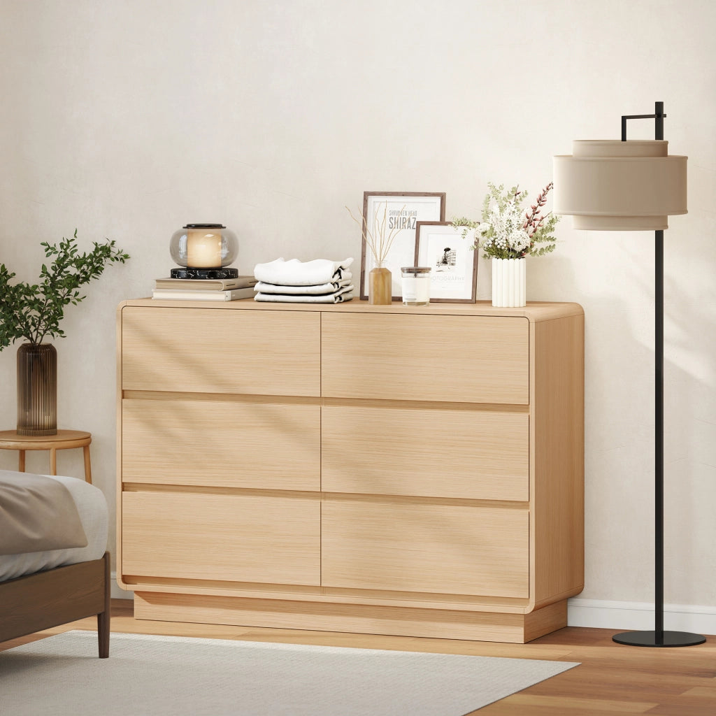 Cassettiera 6 Cassetti Legno Naturale ¨C Zephmum ¨C 120x38x86 cm