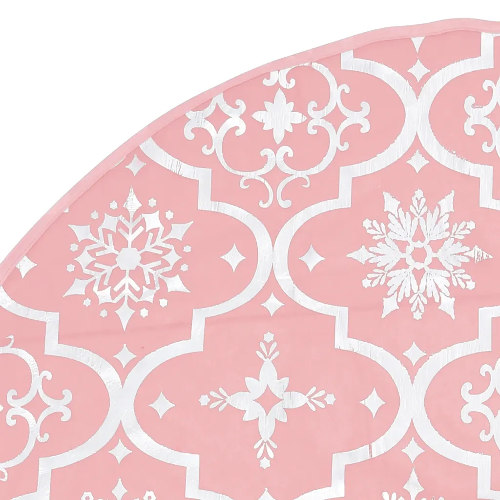 Gonna Albero Natale Raffinata con Calza-Decorazioni natalizie Rosa Tessuto 150 cm