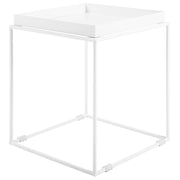 Tavolino in metallo bianco 50 x 40 x 40 cm vassoio da tavolo con industriale