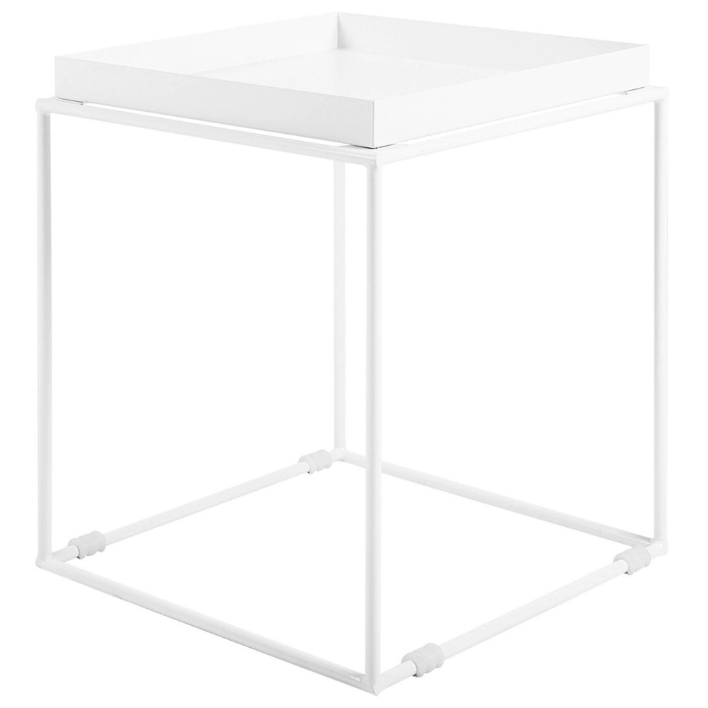 Tavolino in metallo bianco 50 x 40 x 40 cm vassoio da tavolo con industriale