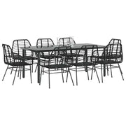 Set da Pranzo da Giardino 9 pz Polyrattan Vetro