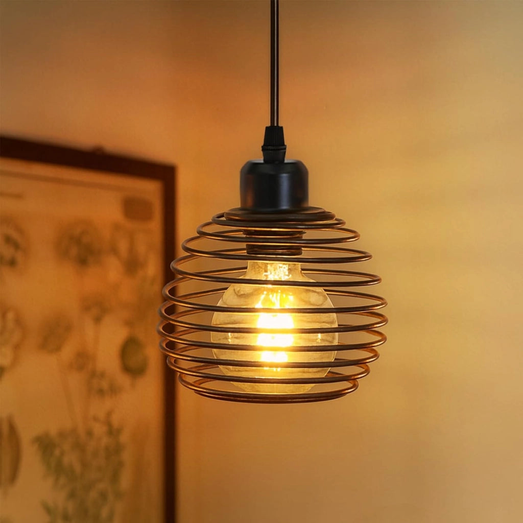 Lampada a sospensione ZMH vintage industriale nera 1 luce cavo 4.5m con spina e interruttore attacco E27 retro