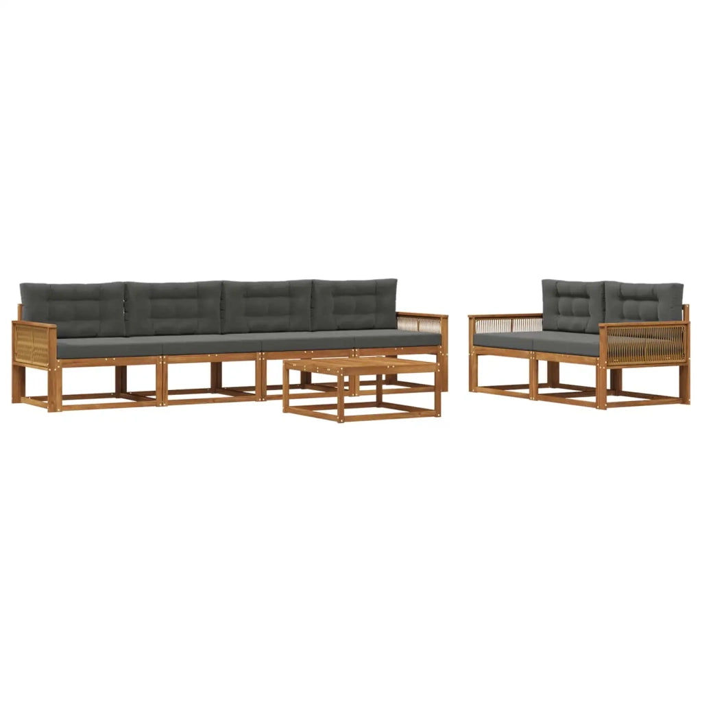 Set di divani da esterno con cuscino 7 pcs Naturale e Antracite