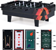 Tavolo Multigioco, Gioco Multifunzione 4 in 1-Calcio Balilla, Tavolo da Biliardo, Ping Pong, Air Hockey, Calcetto Multigioco per Adulti e Bambini, Casa Feste Bar (Nero)