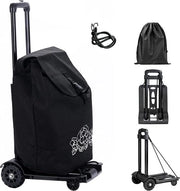 Carrello pieghevole, 50 kg, carrello portatile pieghevole, con ruote compattabili, mini-carrello di trasporto, carrello con manico telescopico, per uso domestico, ufficio, shopping, viaggi (02)