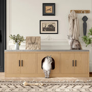 Mobile multifunzionale 4 in 1 per gatti e ingresso, effetto rovere, 140 x 40 x 45,5 cm