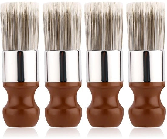 Set di pennelli per pulire mobili 4 pezzi - maniglia in legno - setole morbide - pennello per pulizia superfici - 13,5x3,5cm