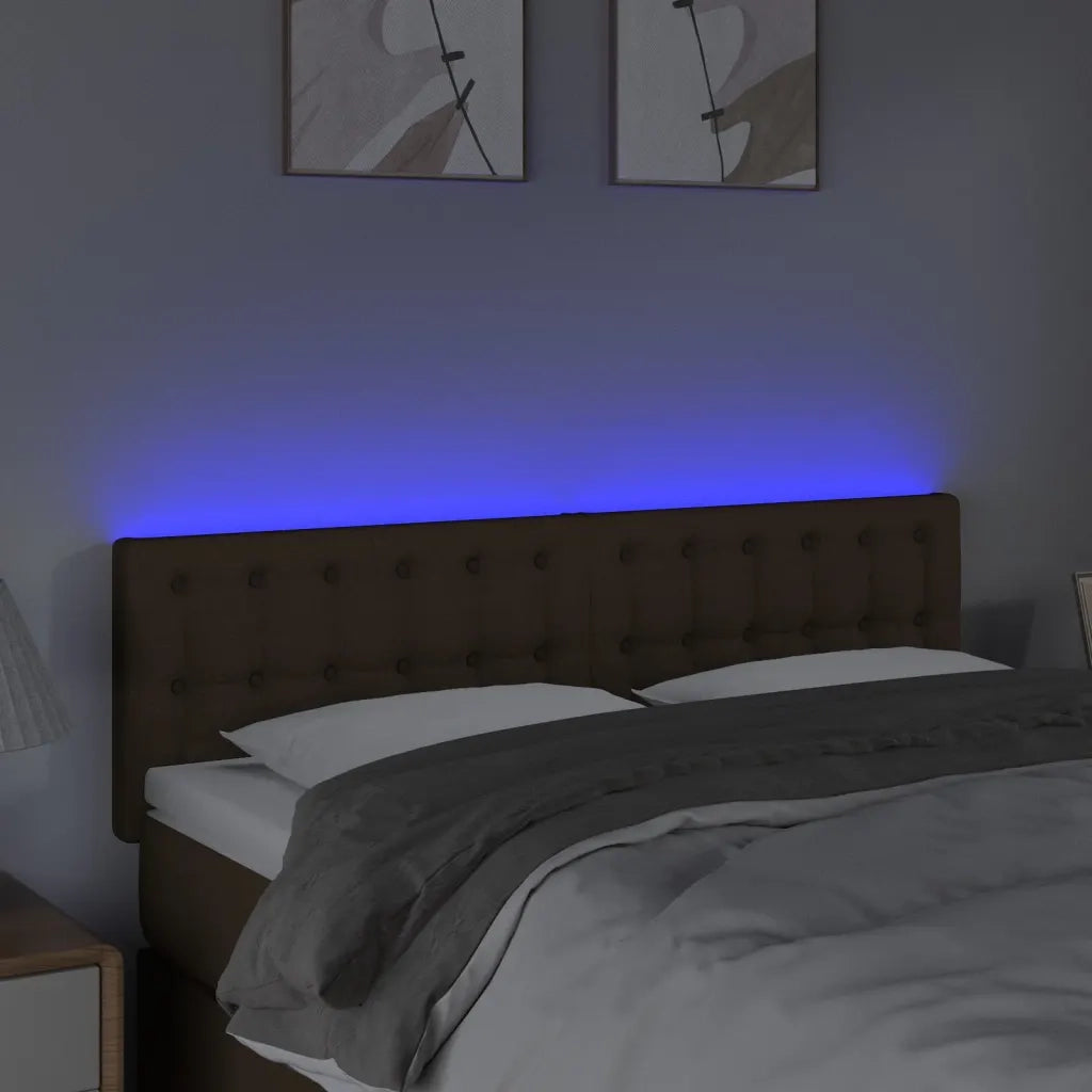 Testiera a LED Marrone Scuro 144x5x78/88 cm in Tessuto cod mxl 52490