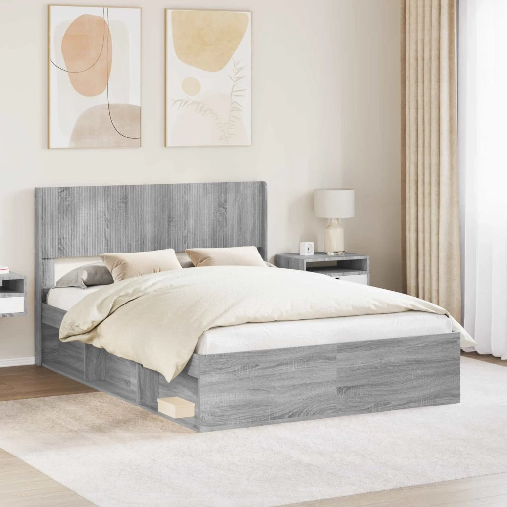 Struttura del letto con stoccaggio e testata Sonoma grigio 3414224