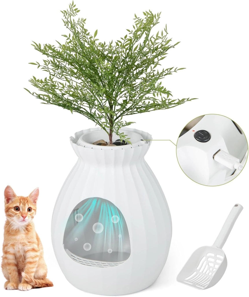 Lettiera per gatti con pala, lettiera per gatti con rimozione intelligente degli odori, XXL con tenda per porta, ciottoli, per soggiorno, camera da letto, angolo