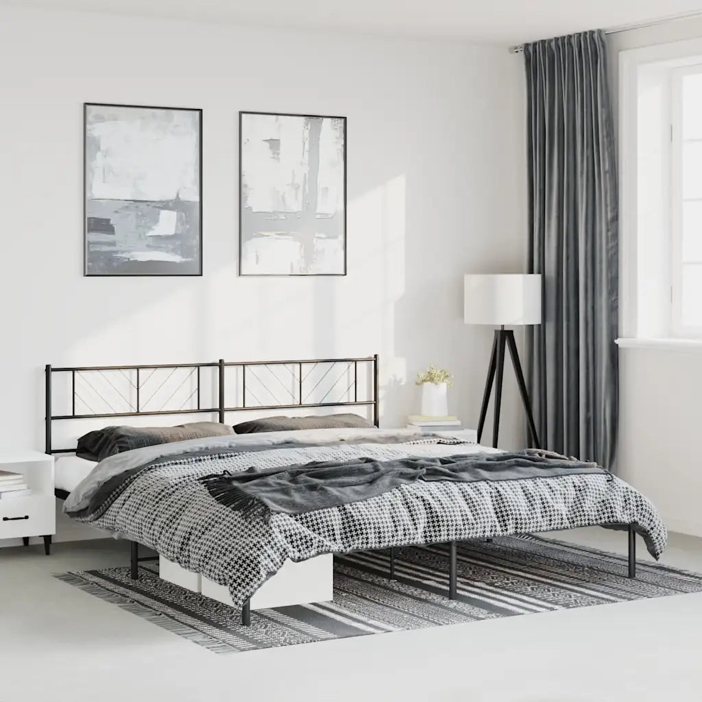 Giroletto con Testiera-Struttura Letto con testiera in Metallo Nero 183x213 cm 276686