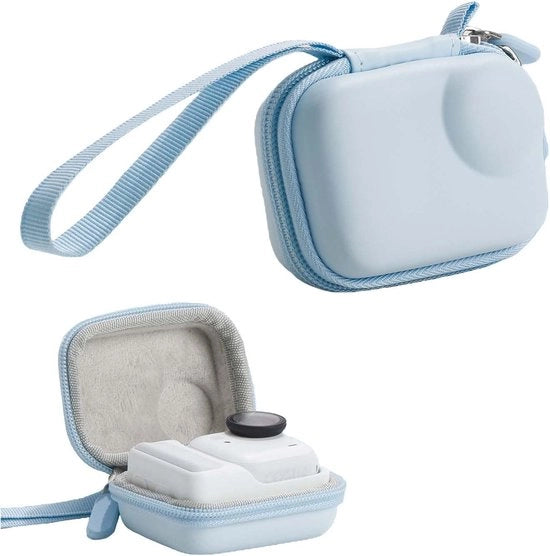 Tas di trasporto robusto adatto per la camera action Insta360 Go Ultra, progettato per la conservazione, la protezione e la resistenza ai graffi (blu).