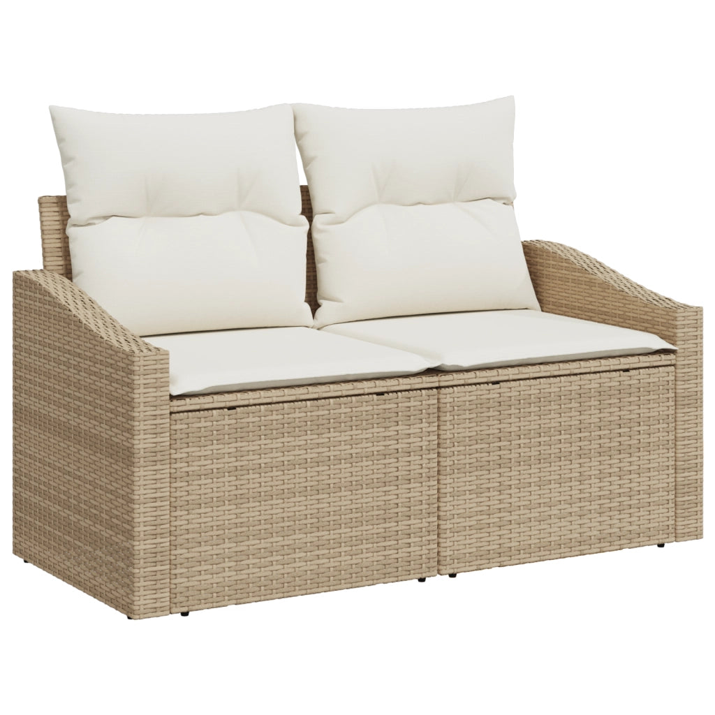 Set di Divani da Giardino da 8 Pezzi con Cuscini Beige in Polyrattan
