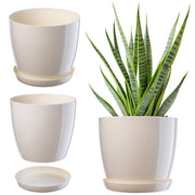 Vaso da fiori KADAX con sottovaso, coperchio in plastica, 23 cm, colore crema, Kadax