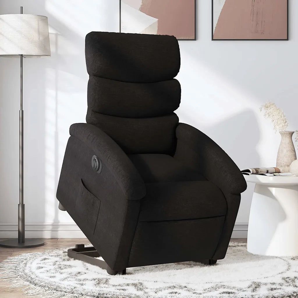 Poltrona | Sedia Relax Alzapersona Reclinabile Elettrica Nera in Tessuto