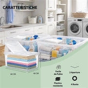 SET 3 PZ BOX PORTA INDUMENTI CON RUOTE DIMENSIONI 60X40X28CM  E COPERCHIO BIANCO