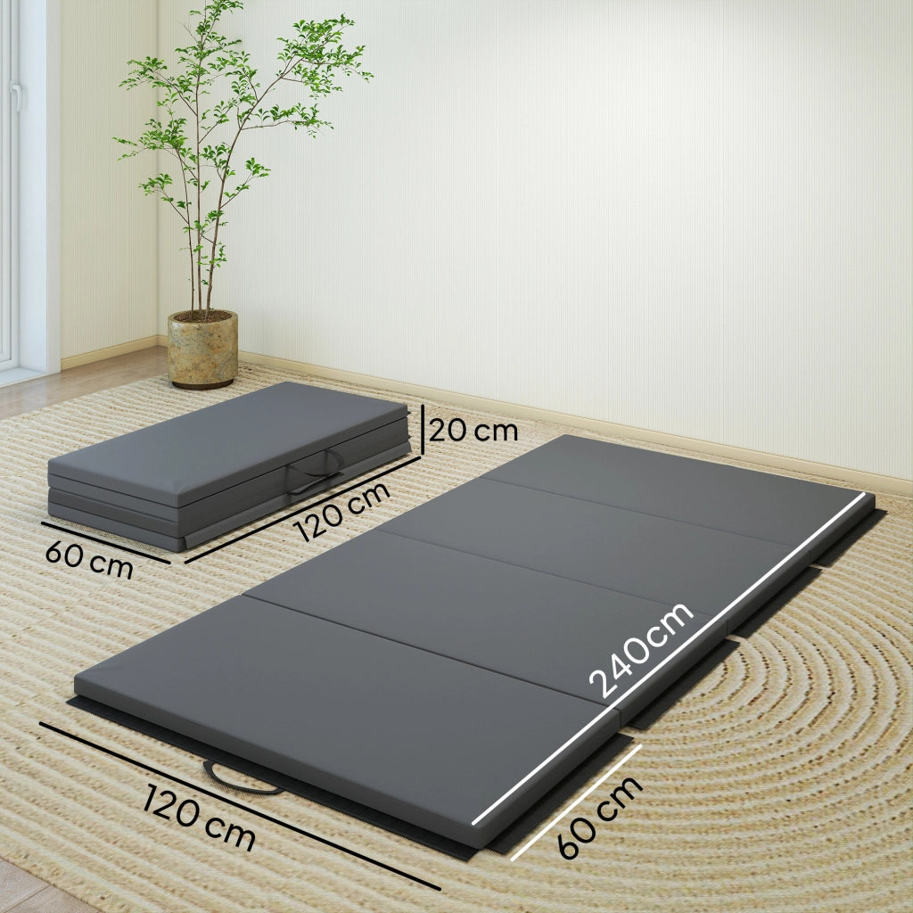 Tappetino Ginnastica Pieghevole 240x120x5 cm Antiscivolo Materassino Fitness Grigio