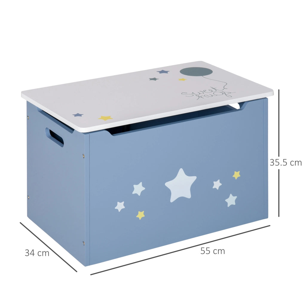 Cassapanca Baule Portagiochi in Legno ¨C zephmum ¨C Blu e Bianco 55x34x35.5 cm
