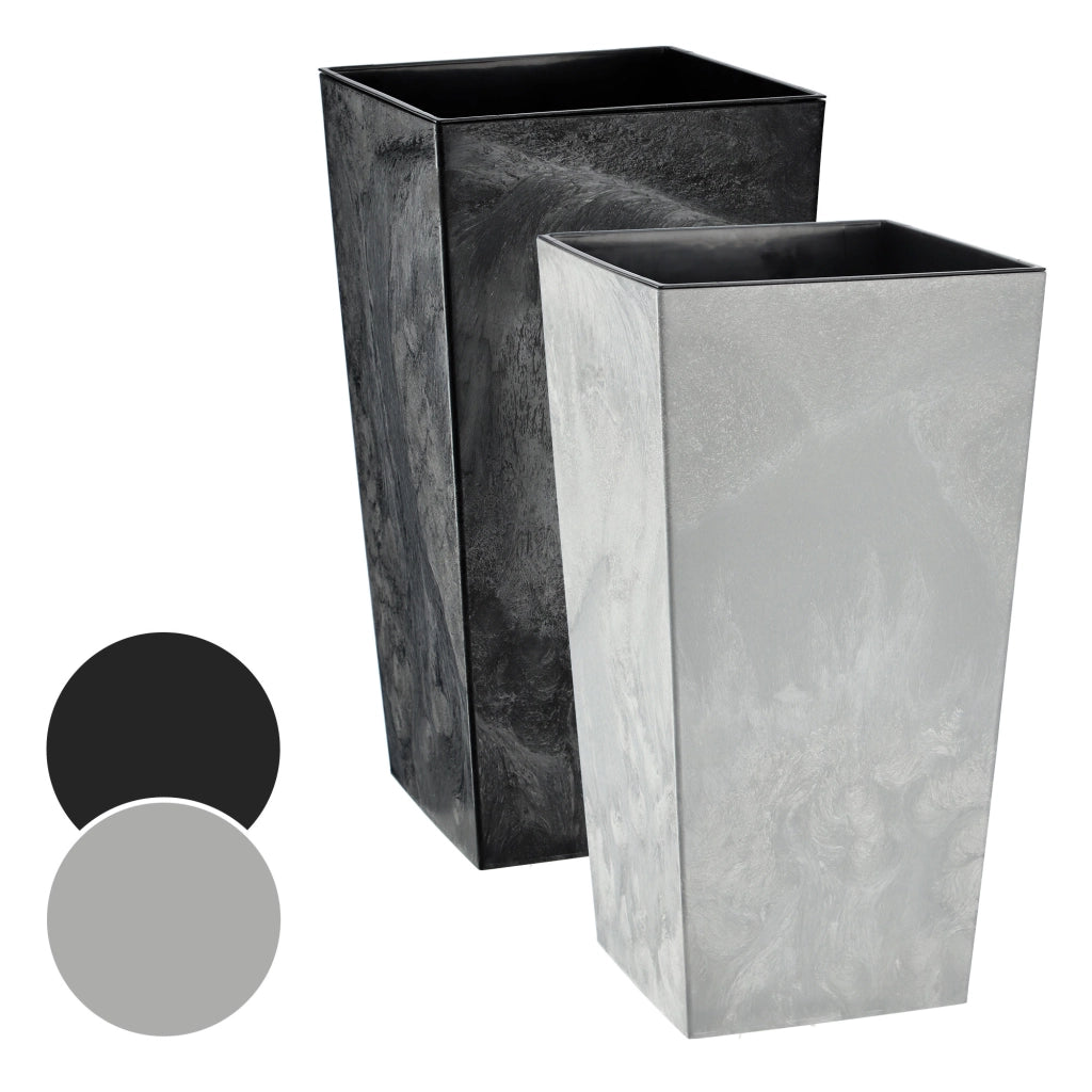 Vaso da fiori grande e alto KADAX, grigio, con inserto per fiori, 24x47 cm
