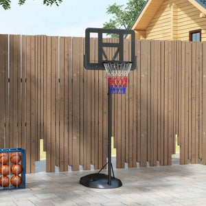 Canestro Basket ad Altezza Regolabile 216-277 cm con Base Riempibile in Acciaio e PE Nero