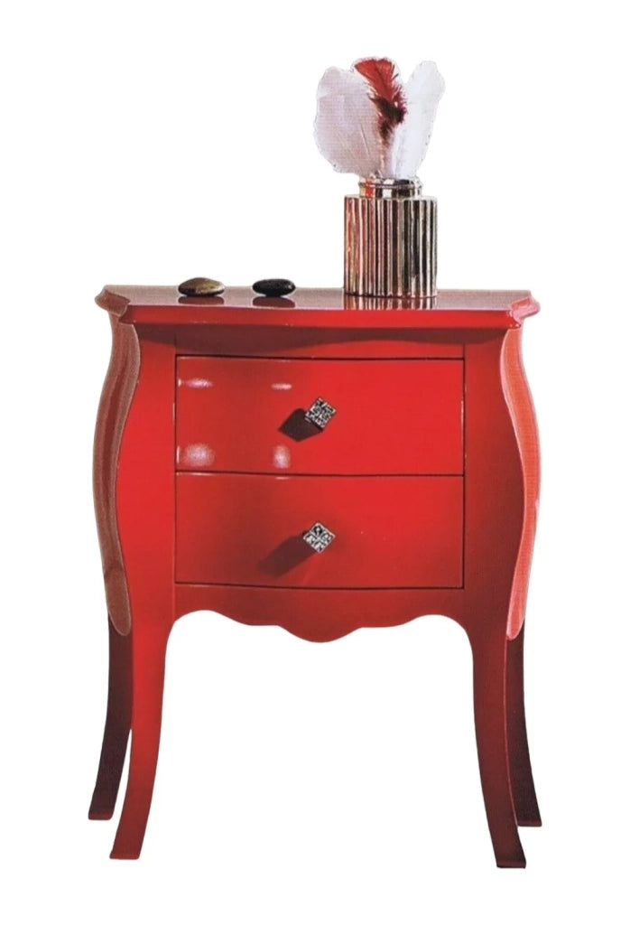 Comodino bombato legno rosso brillante 50x30x60 - Mobili 2G