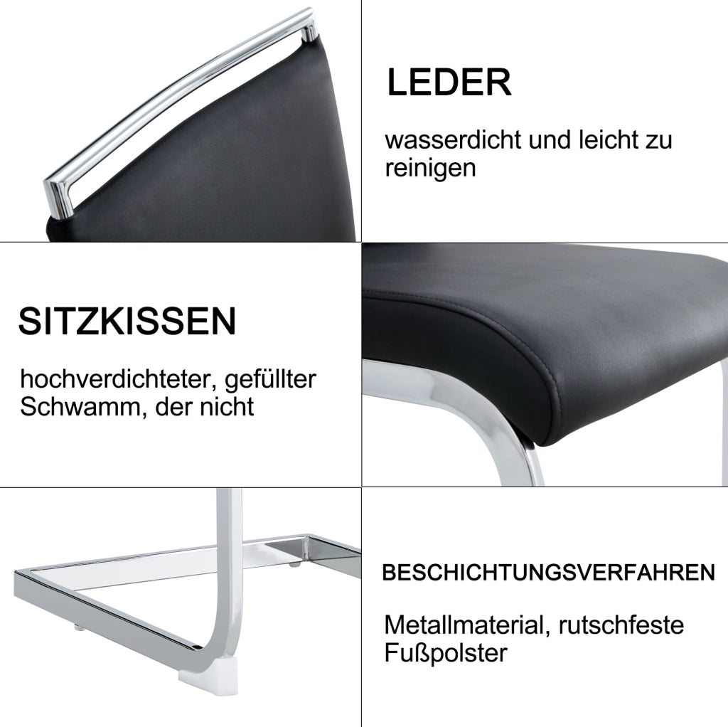 Sedia moderna ergonomica in metallo; schienale in PU e lino; nero