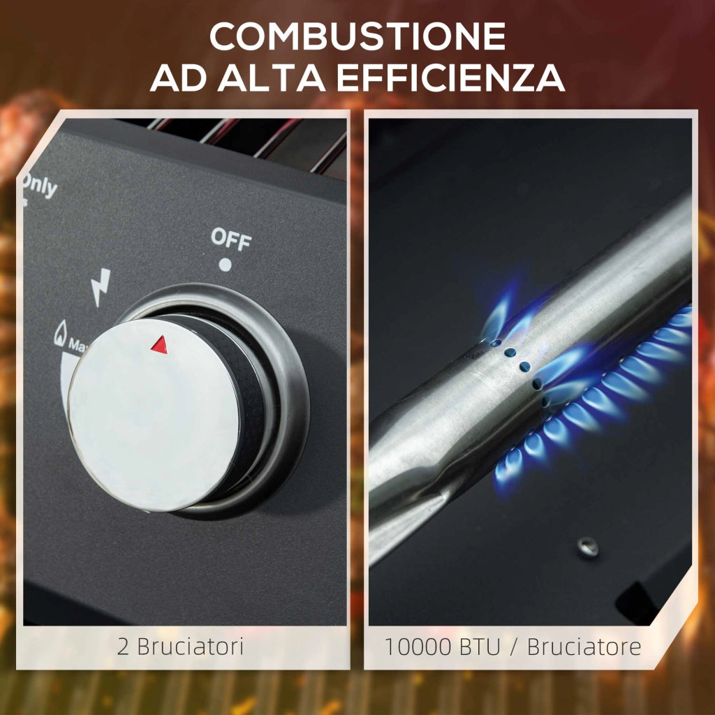 Barbecue a Gas Pieghevole con Coperchio e Termometro ¨C zephmum ¨C Nero Acciaio 55x46.5x41 cm