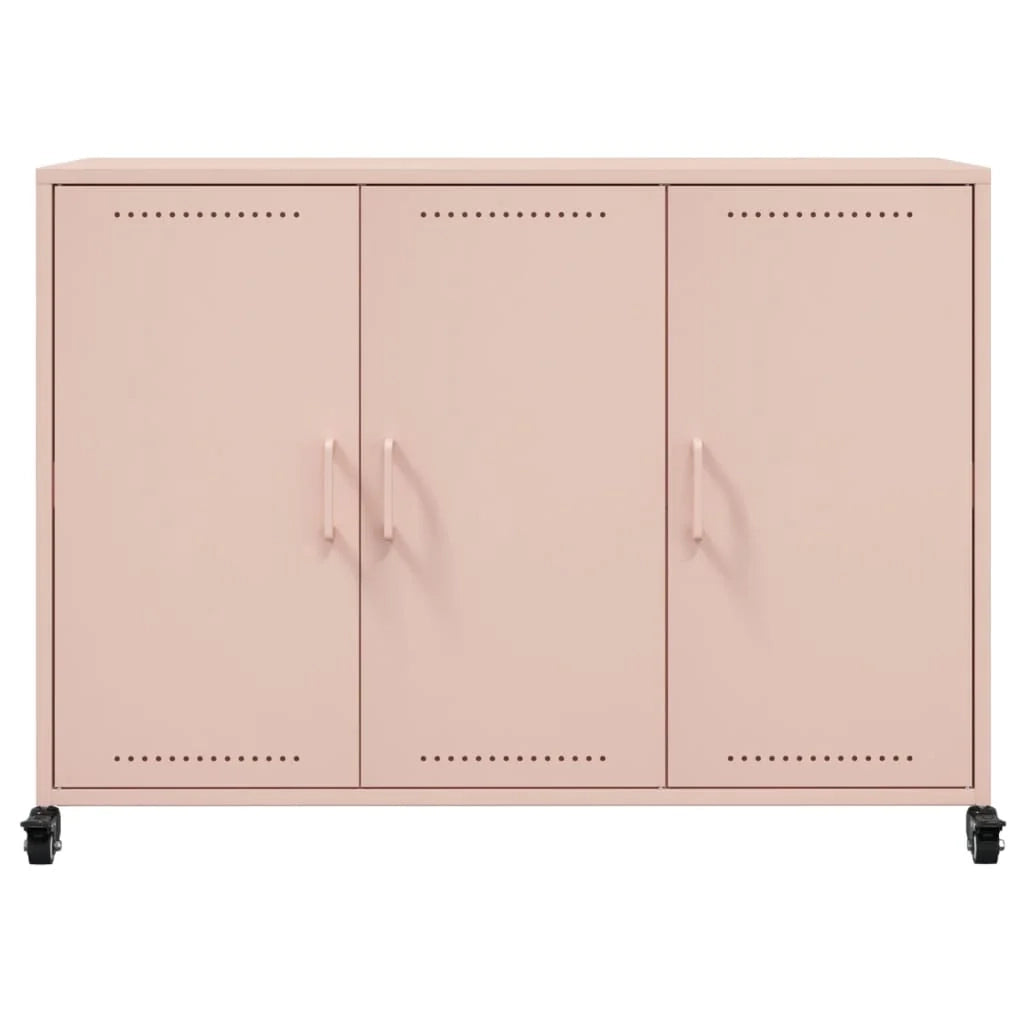 Credenza cassettiera armadio mobile contenitore organizer per cucina soggiorno salotto 100,5 x 39 x 72 cm acciaio rosa 02_0036193